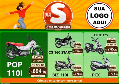 Modelo de Encarte para Encarte A4 Horizontal com o tema Dia S - O Dia Mais Barato para Concessionaria de Motos