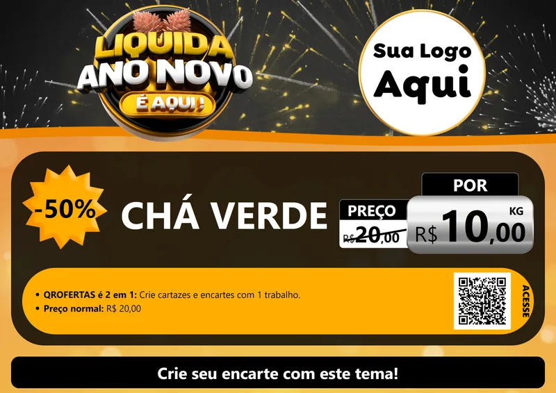 Modelo de Cartaz para Cartaz A4 Horizontal com o tema Liquida Ano Novo É Aqui! para Produtos Naturais