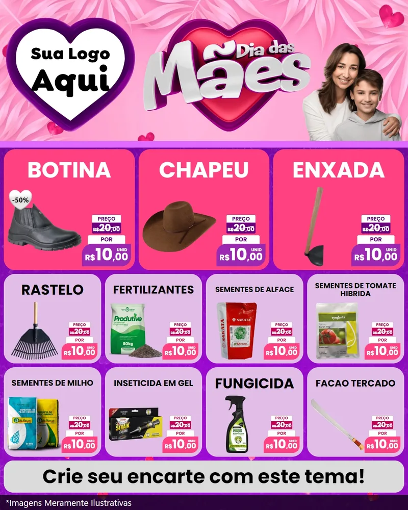 Modelo de Rede Social para Feed Instagram com o tema Dia das Mães para Agropecuária
