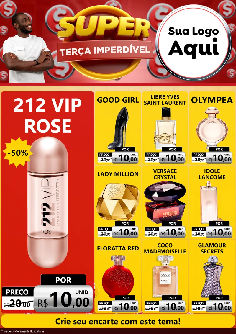 Modelo de Encarte para Encarte A4 Vertical com o tema Super Terça Imperdível para Perfumes