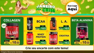 Modelo de TV para TV Horizontal com o tema Janeiro Sem Crise para Suplementos alimentares
