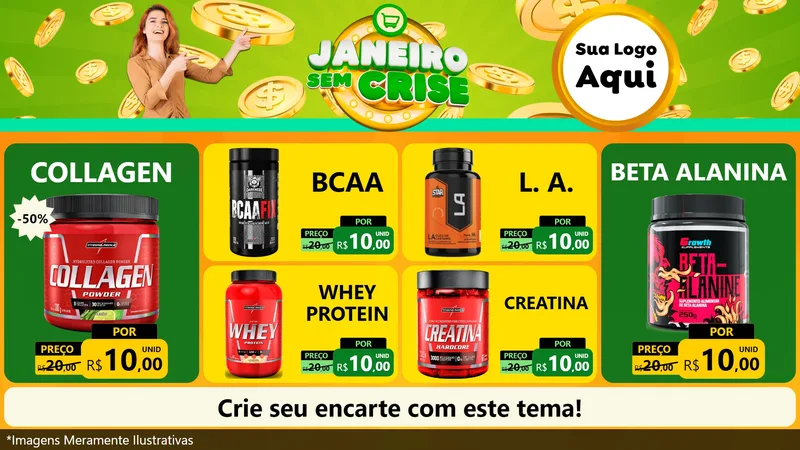 Modelo de TV para TV Horizontal com o tema Janeiro Sem Crise para Suplementos alimentares