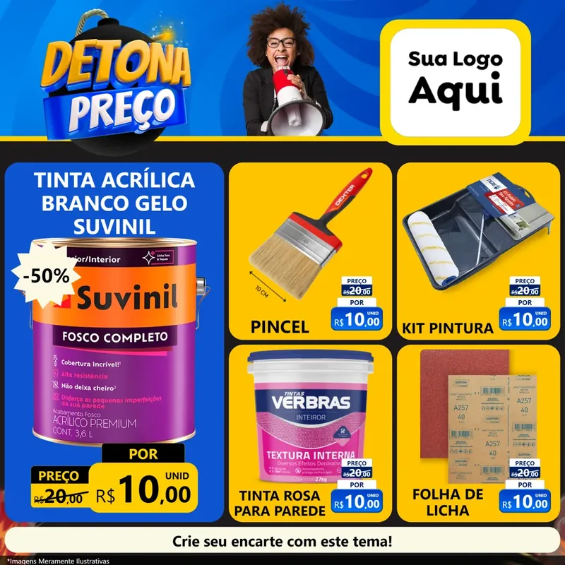 Modelo de Rede Social para Feed Facebook com o tema Detona Preços para Tintas e Ferramentas