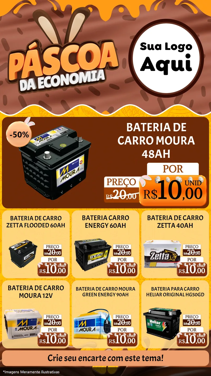 Modelo de Rede Social para Stories com o tema Páscoa da Economia para Baterias Elétricas