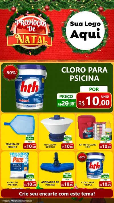 Modelo de Rede Social para Stories com o tema Promoção de Natal para Produtos para Piscina