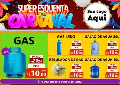 Modelo de Encarte para Encarte A4 Horizontal com o tema Super Esquenta de Carnaval para Água e gás