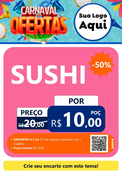 Modelo de Cartaz para Cartaz A4 Vertical com o tema Carnaval de Ofertas para Comida japonesa