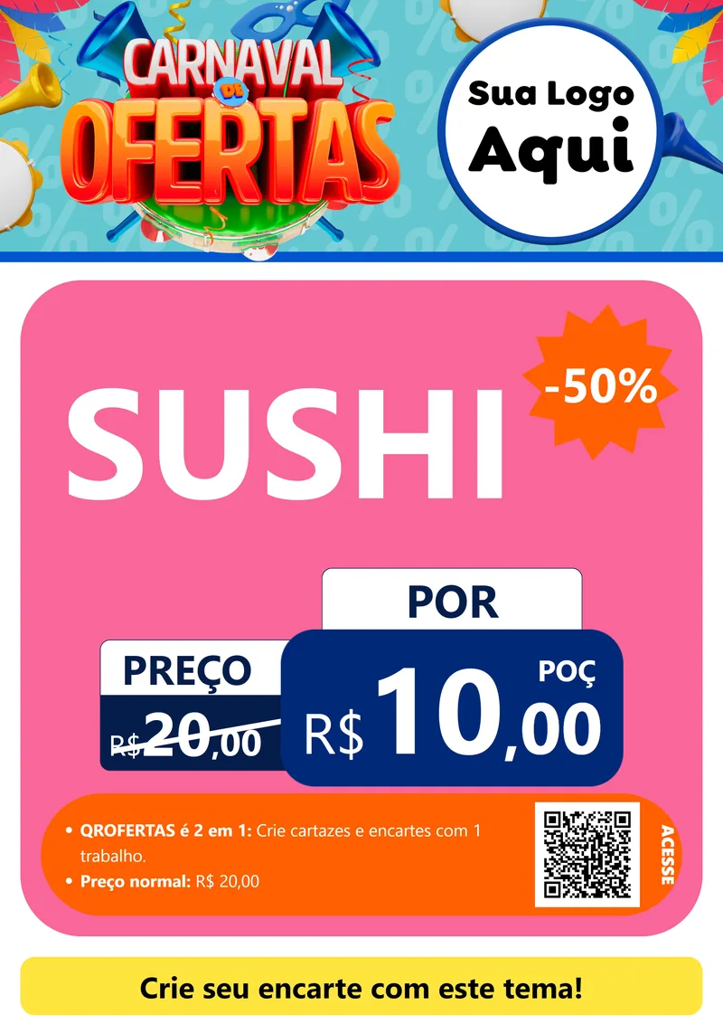 Modelo de Cartaz para Cartaz A4 Vertical com o tema Carnaval de Ofertas para Comida japonesa
