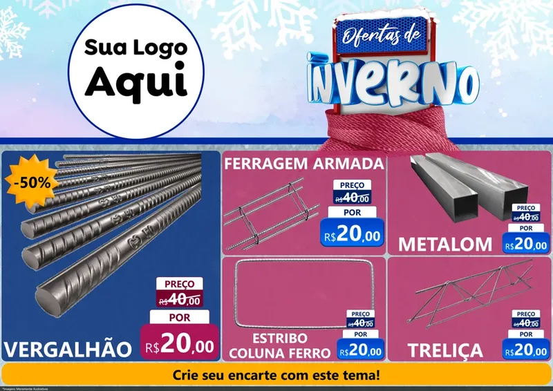 Modelo de Encarte para Encarte A4 Horizontal com o tema Ofertas de Inverno para Ferragens
