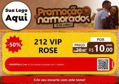 Modelo de Cartaz para Cartaz A4 Horizontal com o tema Promoção Namorados para Perfumes