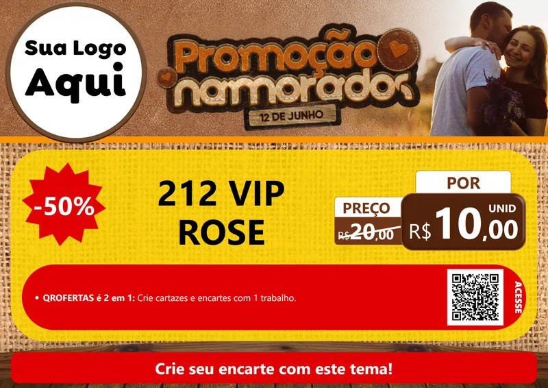 Modelo de Cartaz para Cartaz A4 Horizontal com o tema Promoção Namorados para Perfumes