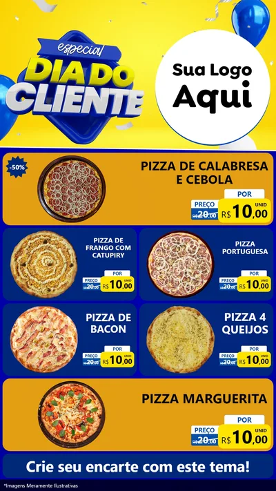 Modelo de TV para TV Vertical com o tema Especial Dia do Cliente para Pizzaria