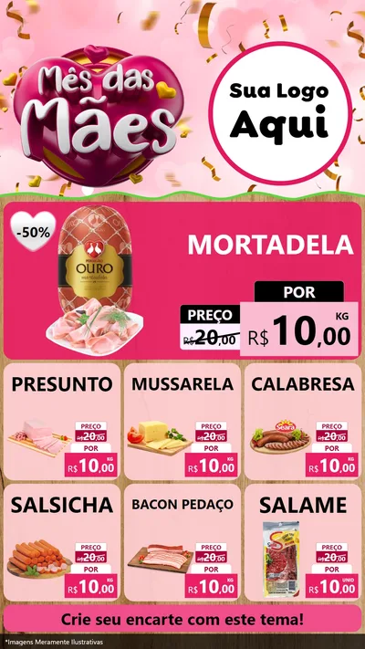Modelo de Rede Social para Stories com o tema Mês das Mães para Frios e Laticínios