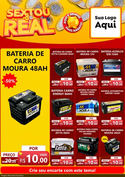 Modelo de Encarte para Encarte A4 Vertical com o tema Sextou do Real para Baterias Elétricas