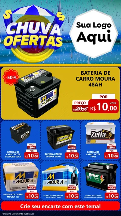 Modelo de Rede Social para Stories com o tema Chuva de Ofertas para Baterias Elétricas