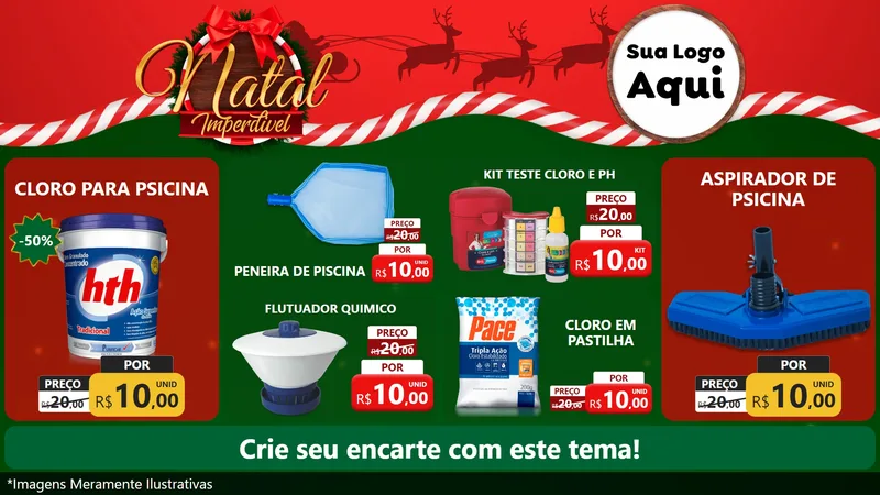 Modelo de TV para TV Horizontal com o tema Natal Imperdível para Produtos para Piscina