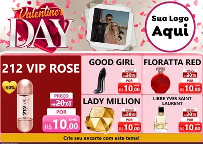 Modelo de Encarte para Encarte A4 Horizontal com o tema Valentine's Day para Perfumes