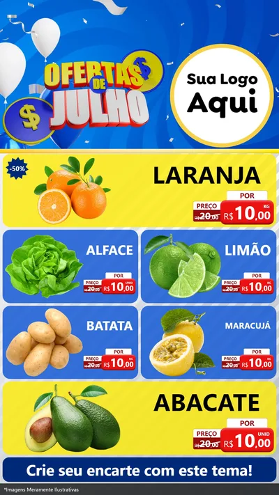 Modelo de TV para TV Vertical com o tema Ofertas de Julho para Hortifrúti