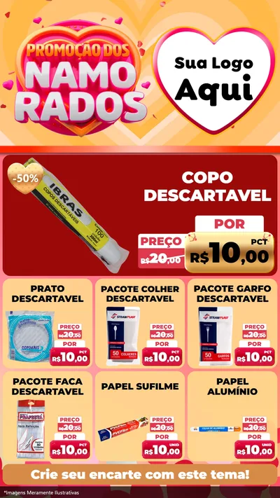 Modelo de Rede Social para Stories com o tema Promoção dos Namorados para Embalagens
