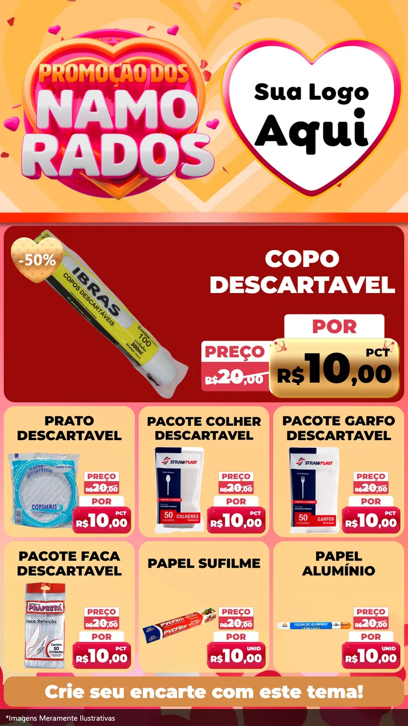Modelo de Rede Social para Stories com o tema Promoção dos Namorados para Embalagens