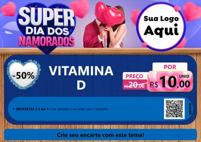 Modelo de Cartaz para Cartaz A4 Horizontal com o tema Super Dia dos Namorados para Farmácia