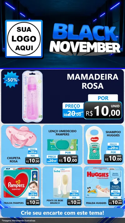 Modelo de Rede Social para Stories com o tema Black November para Bebês