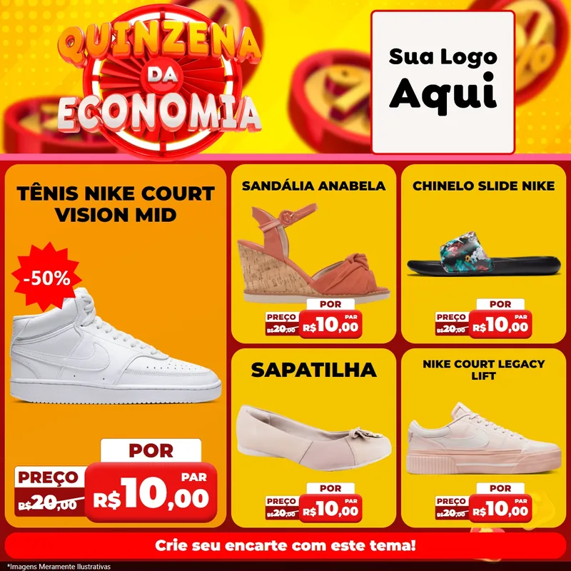 Modelo de Rede Social para Feed Facebook com o tema Quinzena Da Economia para Calçados