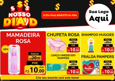 Modelo de Encarte para Encarte A4 Horizontal com o tema Nosso Dia D para Bebês