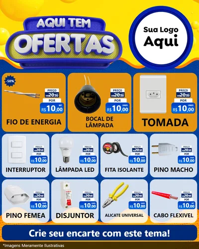 Modelo de Rede Social para Feed Instagram com o tema Aqui Tem Ofertas para Materiais Elétricos