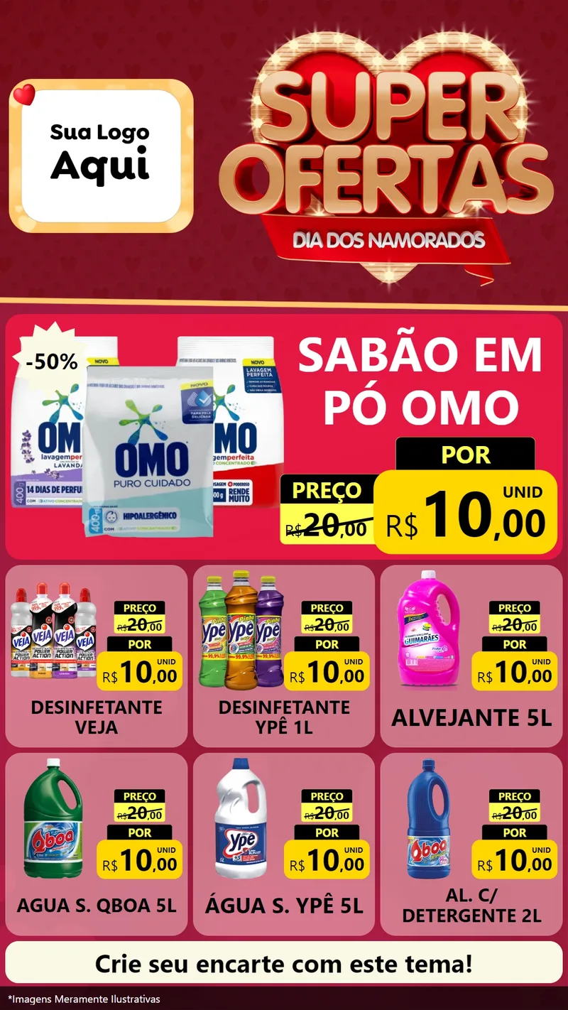 Modelo de Rede Social para Stories com o tema Dia dos Namorados para Produtos de Limpeza