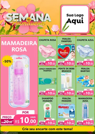 Modelo de Encarte para Encarte A4 Vertical com o tema Semana da Primavera para Bebês