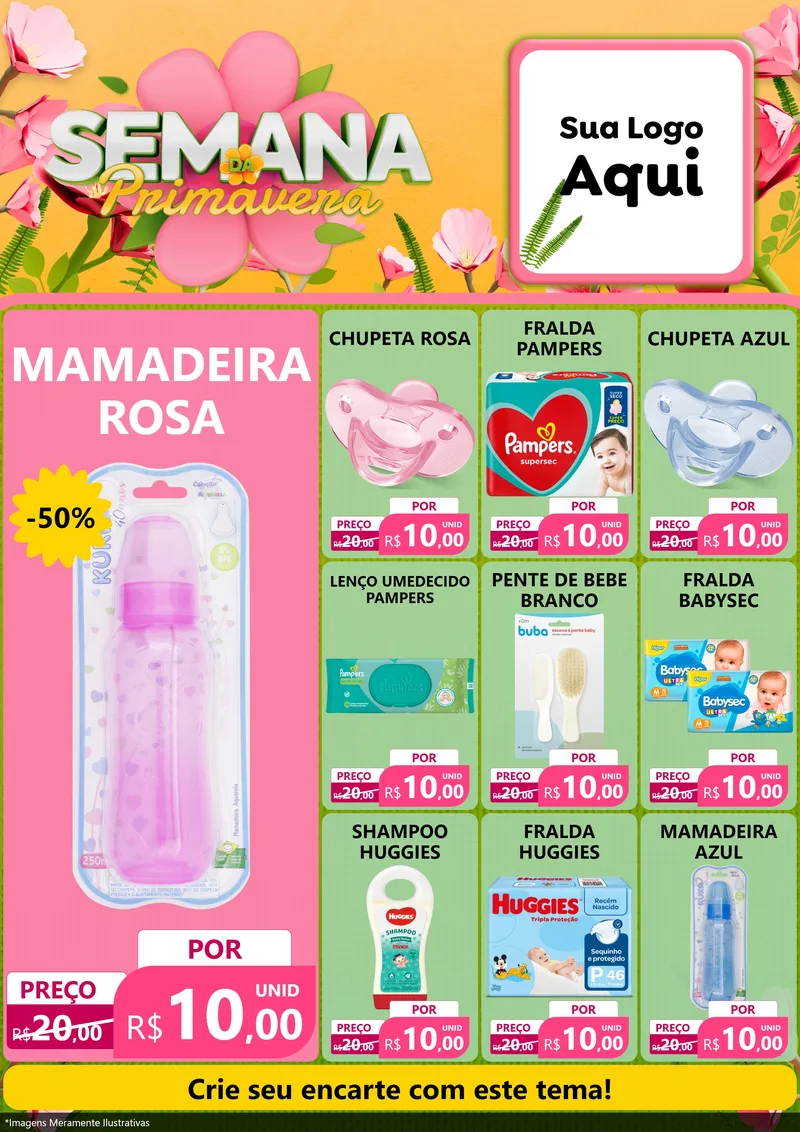 Modelo de Encarte para Encarte A4 Vertical com o tema Semana da Primavera para Bebês