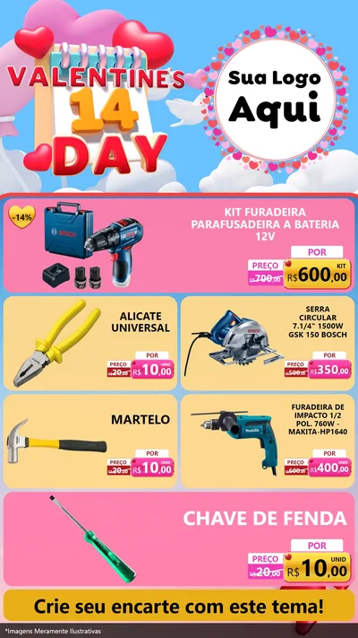 Modelo de TV para TV Vertical com o tema Valentine's Day para Maquinas e Ferramentas