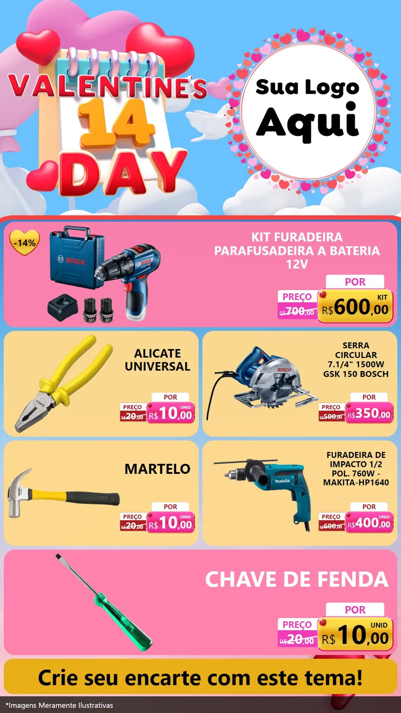 Modelo de TV para TV Vertical com o tema Valentine's Day para Maquinas e Ferramentas