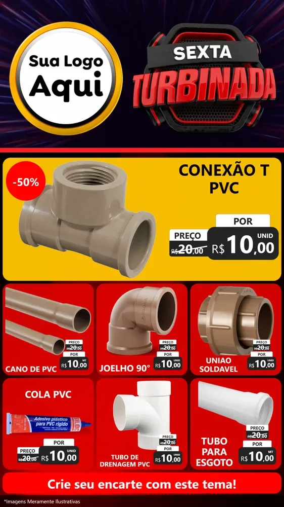 Modelo de Rede Social para Stories com o tema Sexta Turbinada para Tubos e conexões