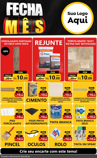 Modelo de Encarte para Encarte Grande com o tema Fecha Mês para Pisos e revestimentos