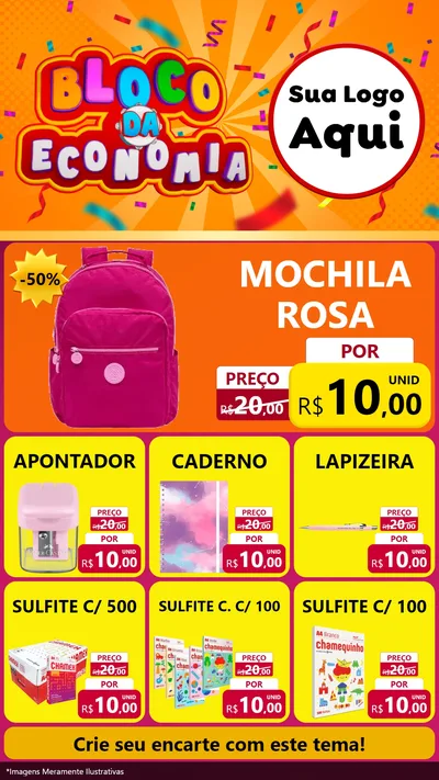 Modelo de Rede Social para Stories com o tema Bloco da Economia para Papelaria