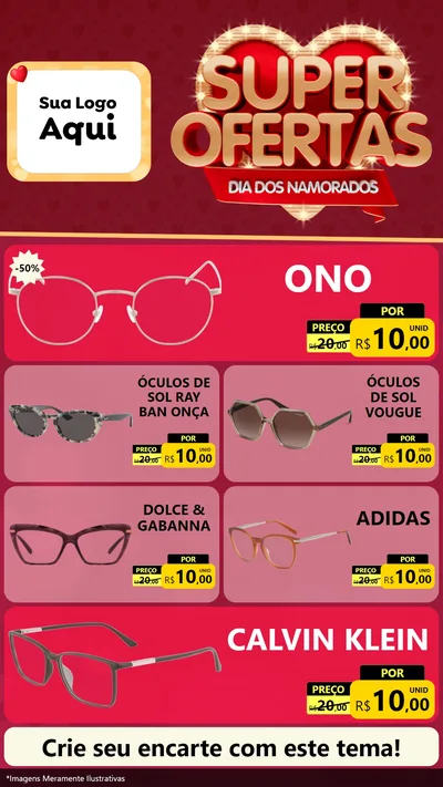 Modelo de TV para TV Vertical com o tema Dia dos Namorados para Óticas