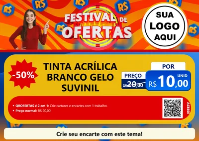 Modelo de Cartaz para Cartaz A4 Horizontal com o tema Festival de Ofertas para Tintas e Ferramentas