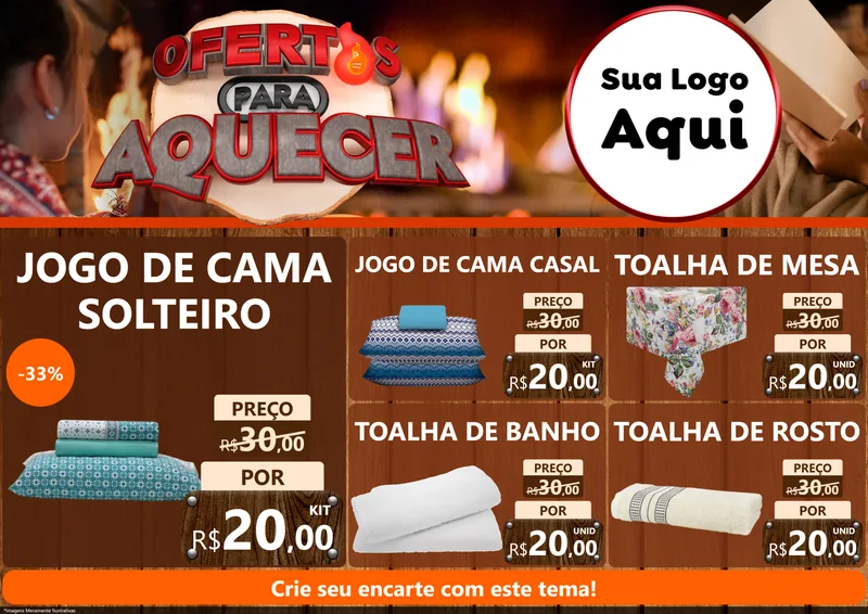 Modelo de Encarte para Encarte A4 Horizontal com o tema Ofertas Para Aquecer para Cama, Mesa e Banho