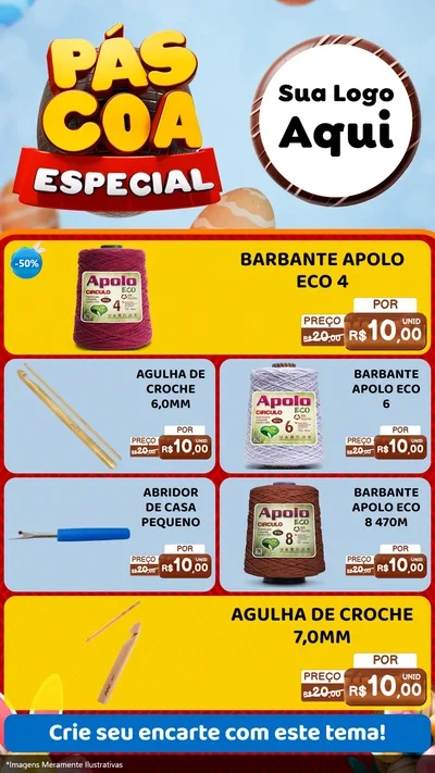 Modelo de TV para TV Vertical com o tema Páscoa Especial para Armarinho e Aviamentos