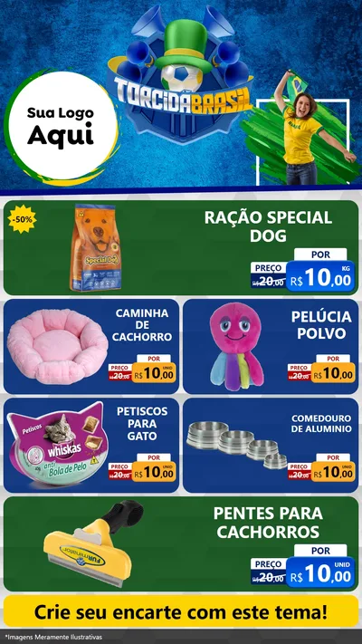 Modelo de TV para TV Vertical com o tema Torcida Brasil - Copa para Pet Shop