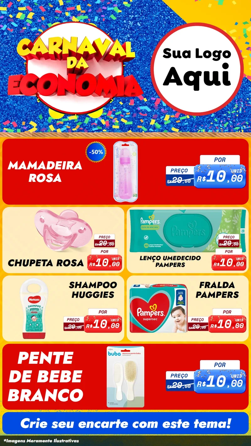 Modelo de TV para TV Vertical com o tema Carnaval da Economia para Bebês