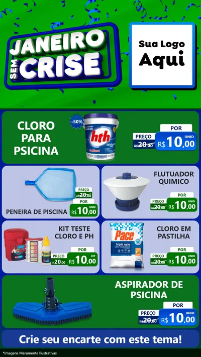 Modelo de TV para TV Vertical com o tema Janeiro Sem Crise para Produtos para Piscina