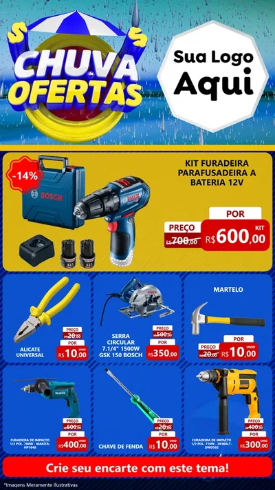 Modelo de Rede Social para Stories com o tema Chuva de Ofertas para Maquinas e Ferramentas