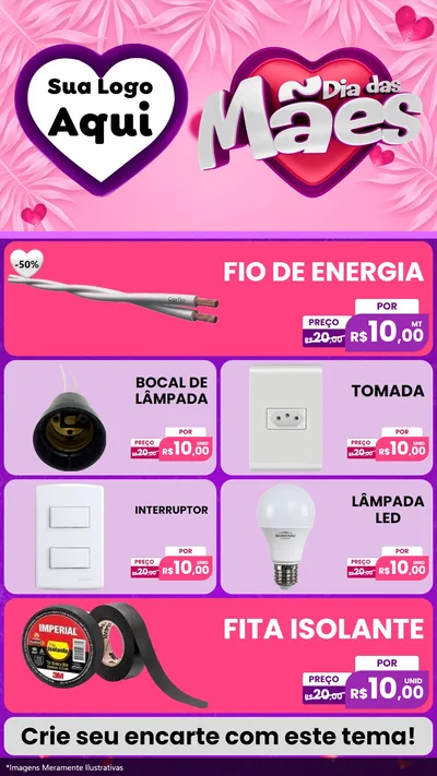 Modelo de TV para TV Vertical com o tema Dia das Mães para Materiais Elétricos