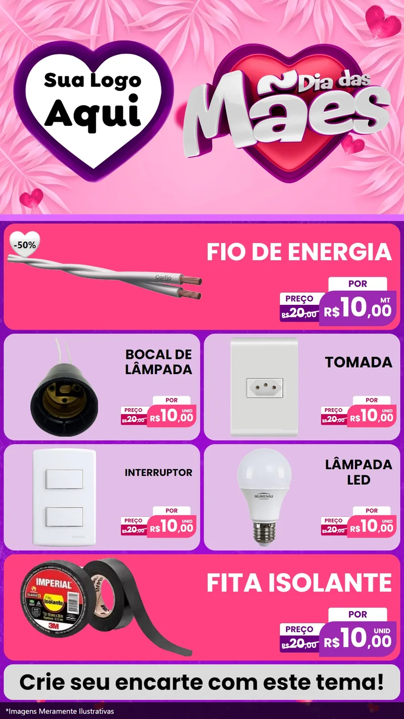 Modelo de TV para TV Vertical com o tema Dia das Mães para Materiais Elétricos