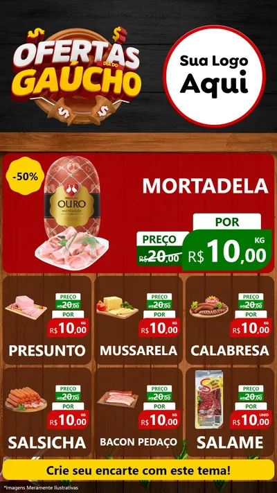 Modelo de Rede Social para Stories com o tema Ofertas Dia do Gaúcho para Frios e Laticínios