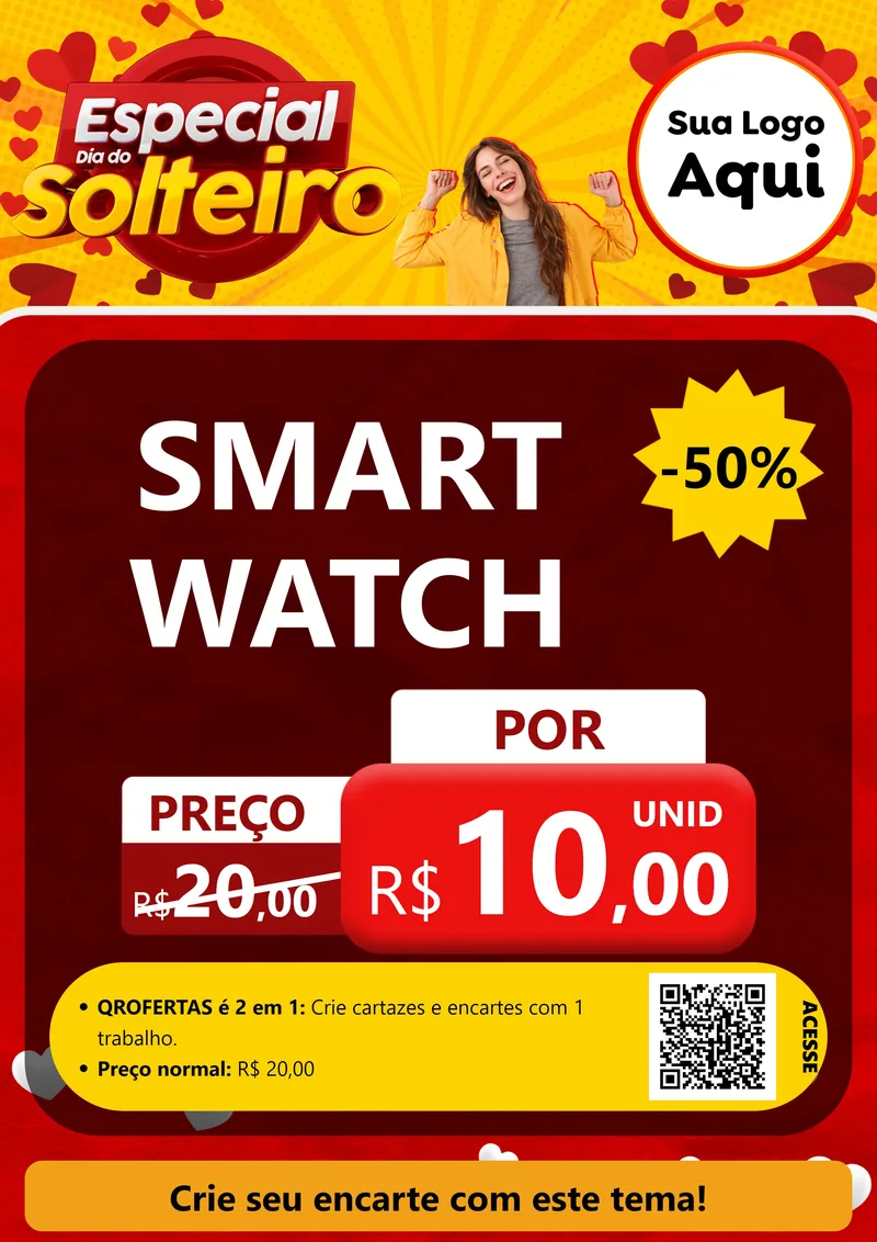 Modelo de Cartaz para Cartaz A4 Vertical com o tema Especial Dia do Solteiro para Informática