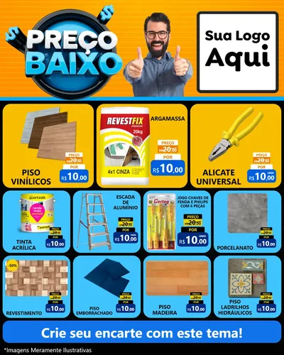 Modelo de Rede Social para Feed Instagram com o tema Preço Baixo para Material para Construção